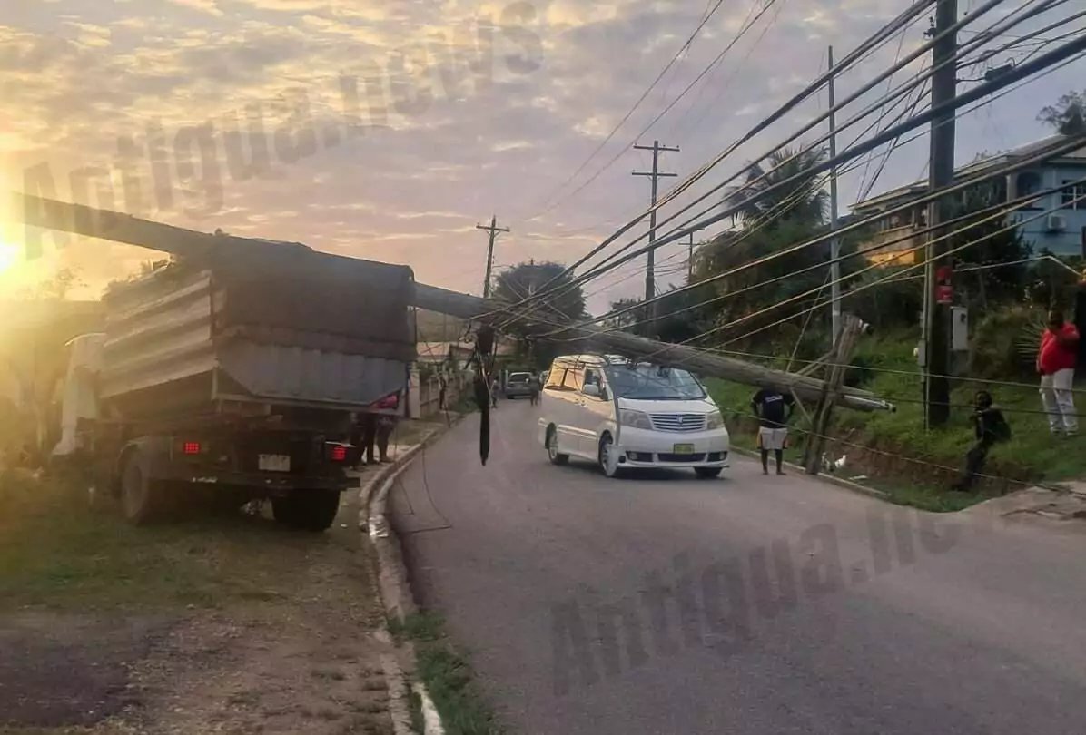 Truck Strikes Utility Pole on Grays Farm Main Road, Cutting Off Five Islands Access