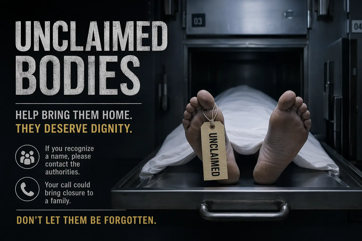 Government Seeks Families of Three Unclaimed Bodies Before Public Burial Deadline